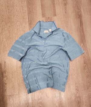 Hudson River Heritage Classics Blue Striped Short Sleeve Knit Polo Shirt Size M